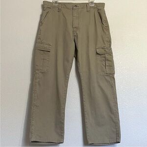 Wrangler Relaxed Fit Straight Leg Cargo Utility Pants 70LEWGR Khaki Mens 36X30